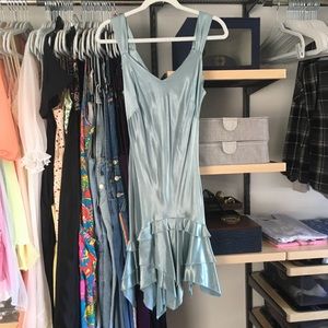 90s y2k satin aqua water fairie dress, size 9!